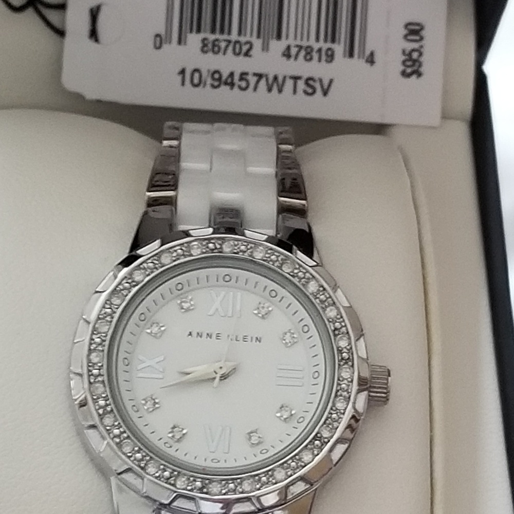 White Dial Steel and White Ceramic Ladies Watch